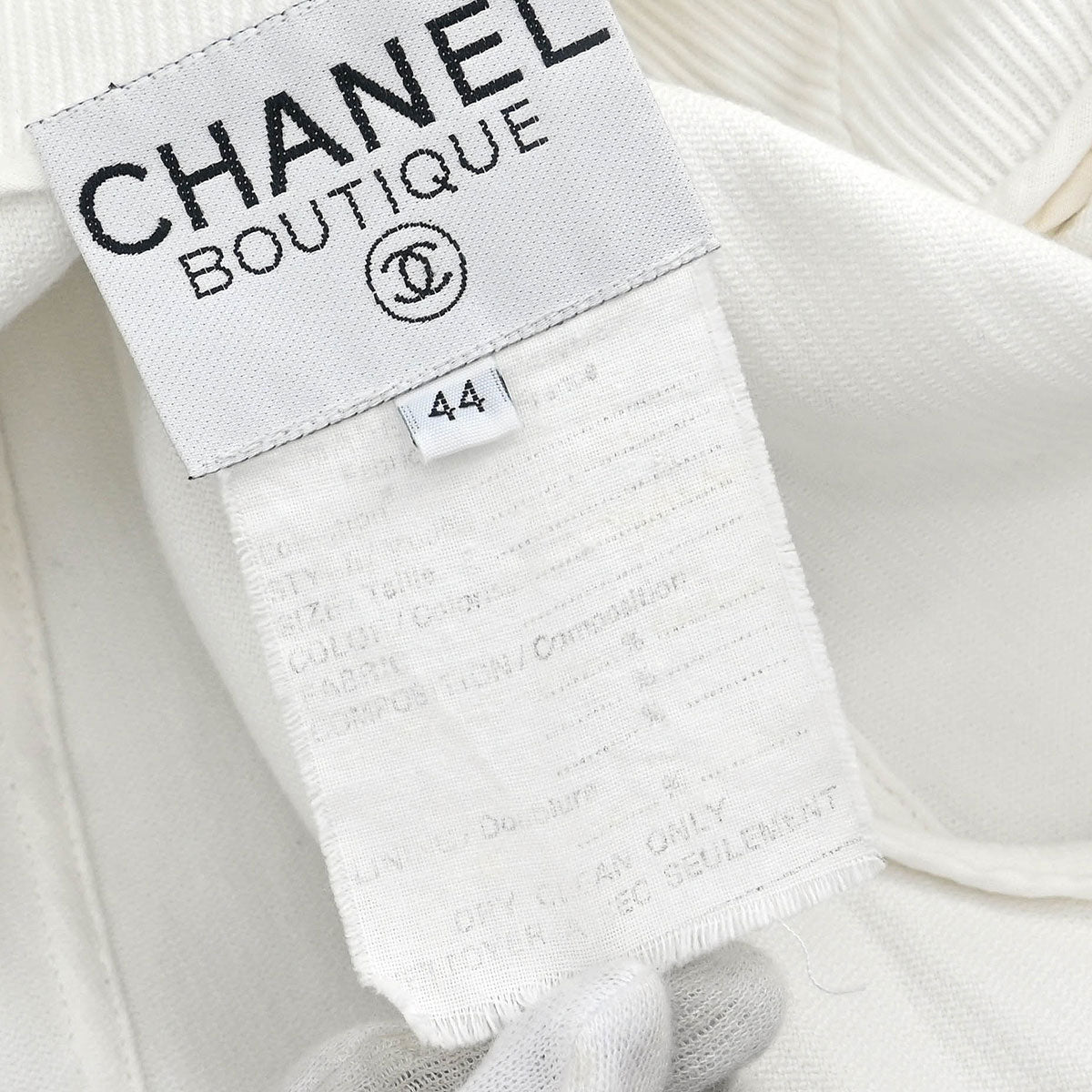 Chanel Single Breasted Collarless Jacket White #44
