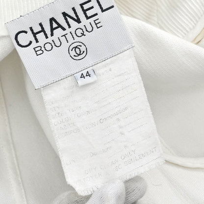 Chanel Single Breasted Collarless Jacket White #44