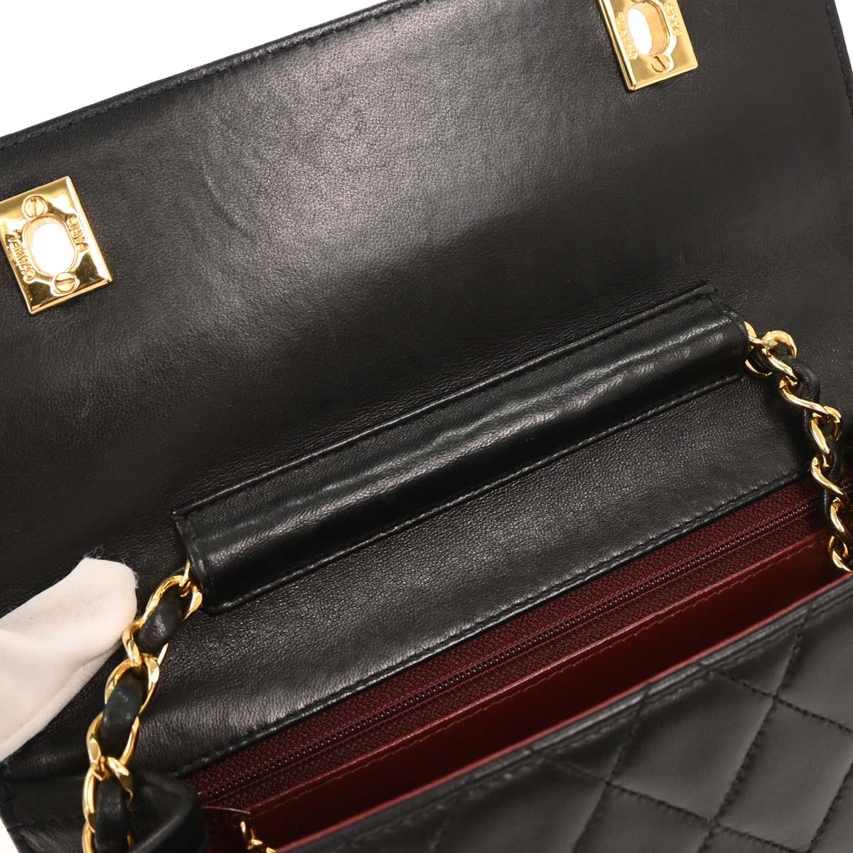Chanel 1989-1991 Black Lambskin 2way Shoulder Handbag