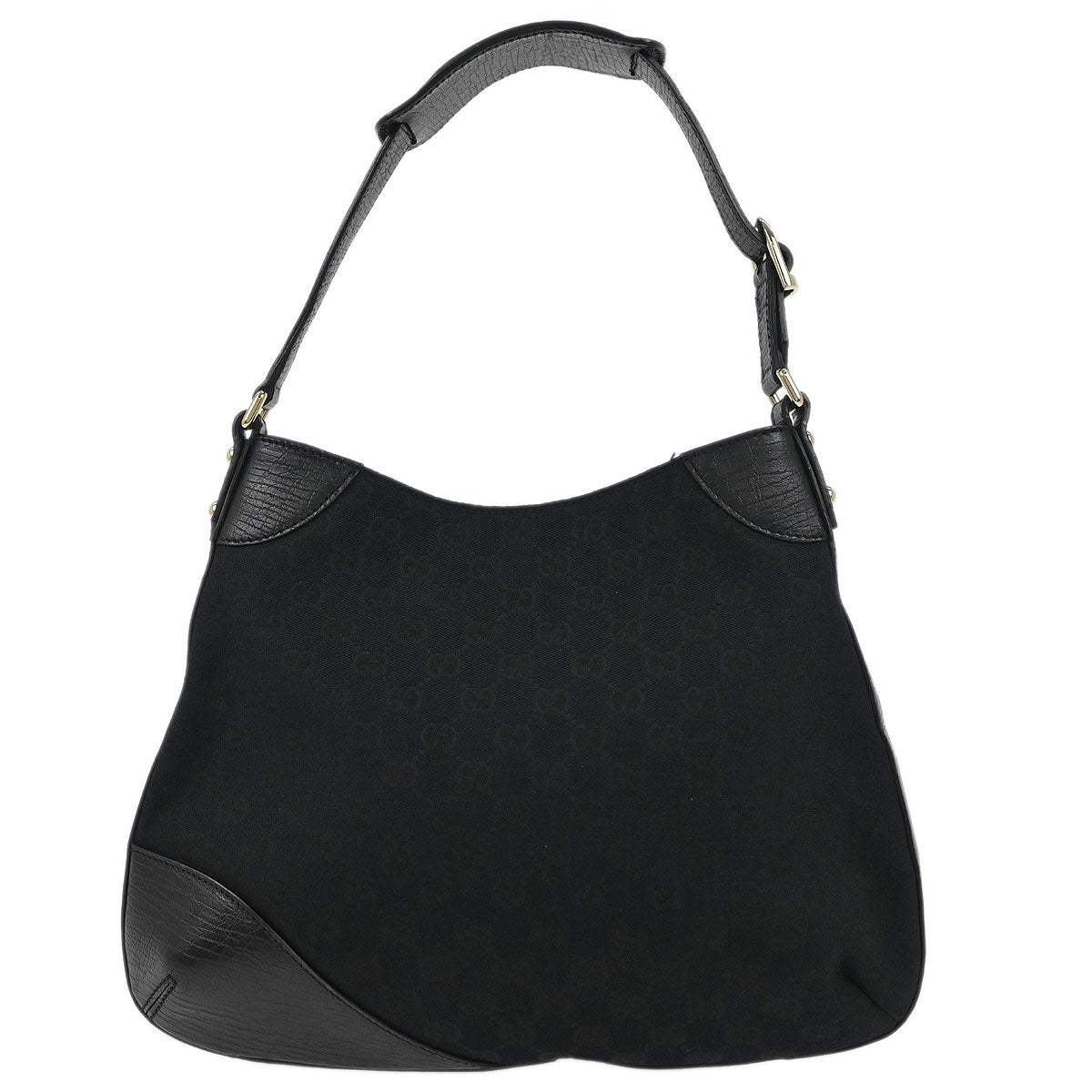 Gucci Black GG Horsebit Hobo Handbag