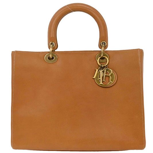 Christian Dior Brown Leather Large Lady Dior Handbag