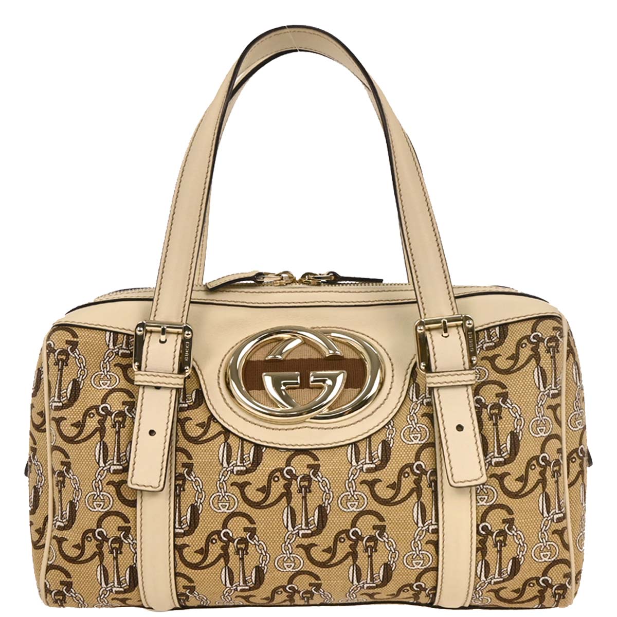 Gucci Beige Canvas Interlocking Handbag