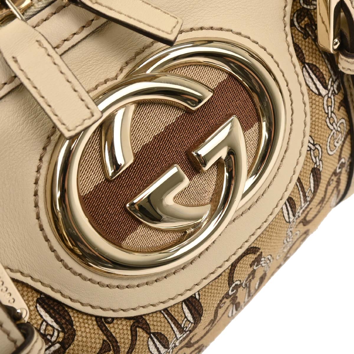 Gucci Beige Canvas Interlocking Handbag