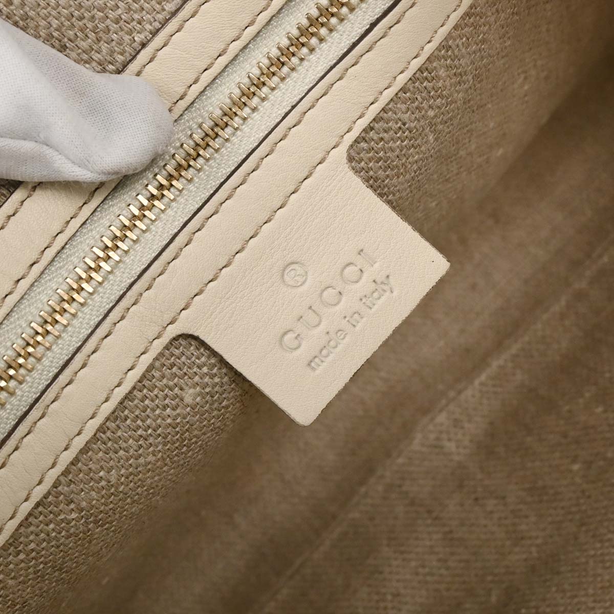 Gucci Beige Canvas Interlocking Handbag