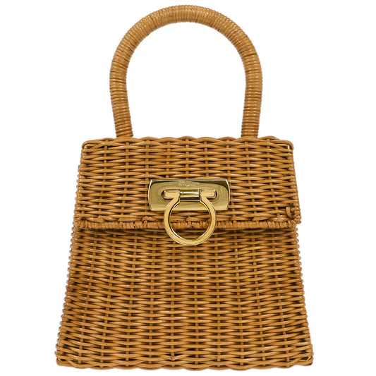 Salvatore Ferragamo Beige Ratan Gancini Handbag