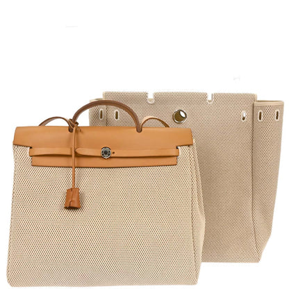 Hermes Beige Toile GM Herbag MM 2 in 1 Handbag