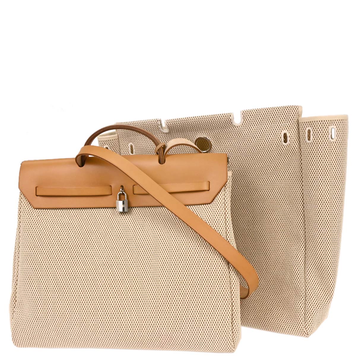Hermes Beige Toile GM Herbag MM 2 in 1 Handbag
