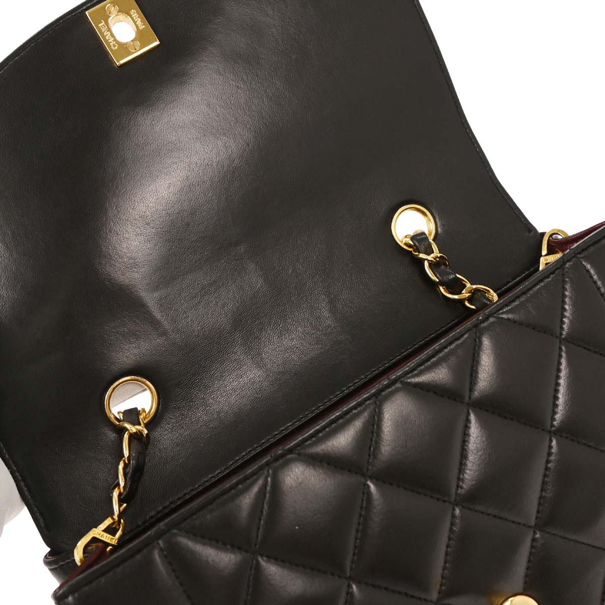 Chanel 1991-1994 Black Lambskin Small Diana Shoulder Bag