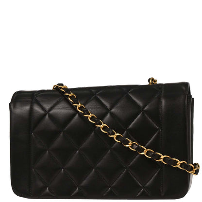 Chanel 1994-1996 Black Lambskin Small Diana Shoulder Bag