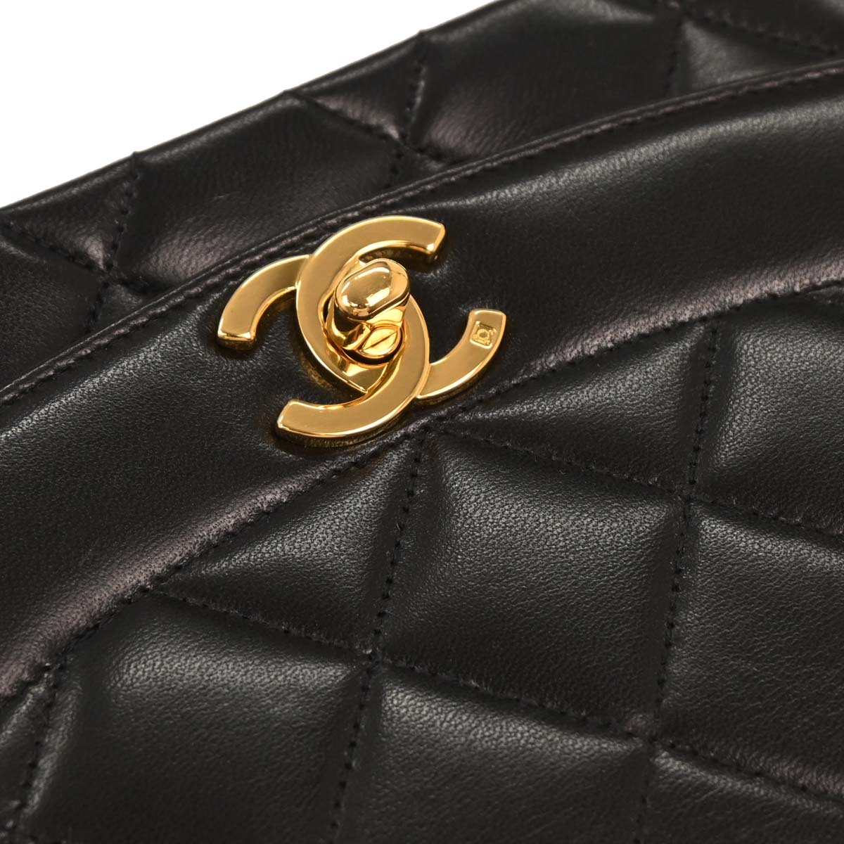 Chanel 1994-1996 Black Lambskin Small Diana Shoulder Bag