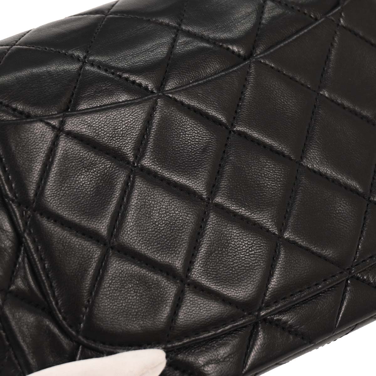 Chanel 1989-1991 Black Lambskin Mini Classic Square Flap Shoulder Bag