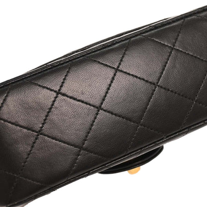 Chanel 1989-1991 Black Lambskin Mini Classic Square Flap Shoulder Bag