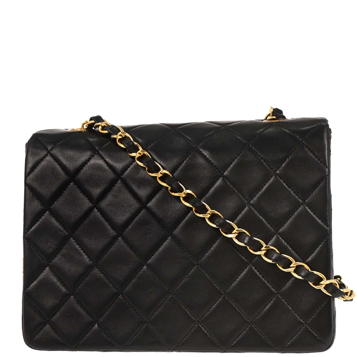 Chanel Black Lambskin Classic Square Flap Shoulder Bag