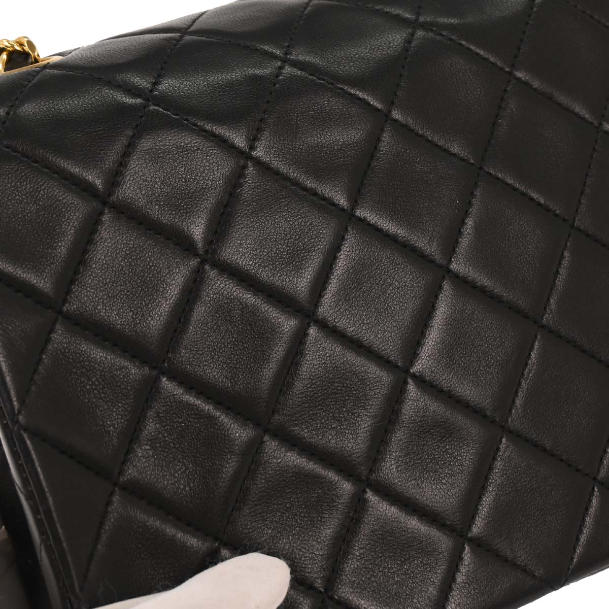 Chanel Black Lambskin Classic Square Flap Shoulder Bag