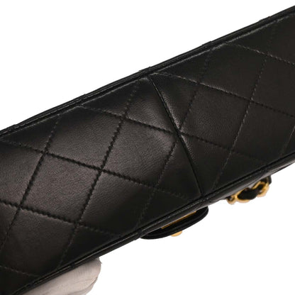 Chanel Black Lambskin Classic Square Flap Shoulder Bag