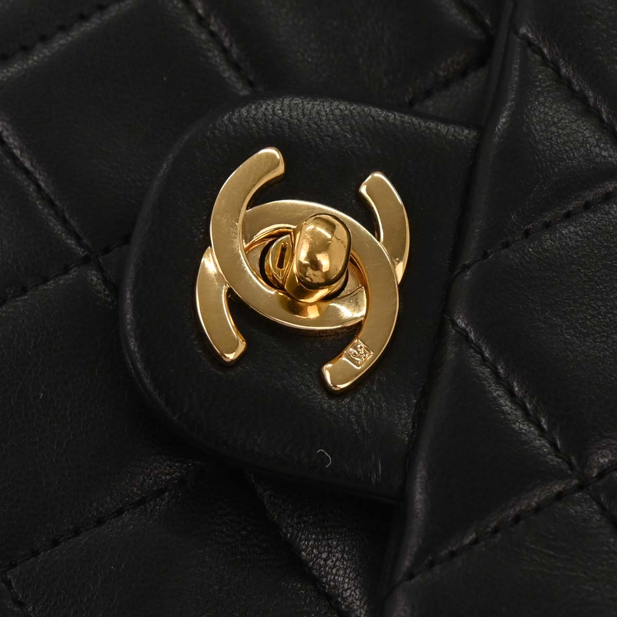 Chanel Black Lambskin Classic Square Flap Shoulder Bag