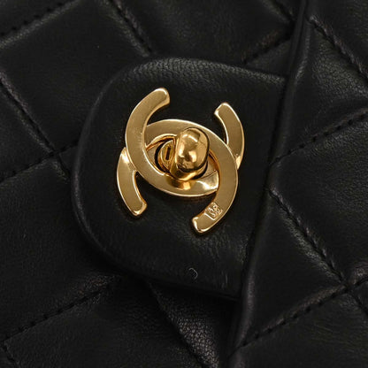 Chanel Black Lambskin Classic Square Flap Shoulder Bag