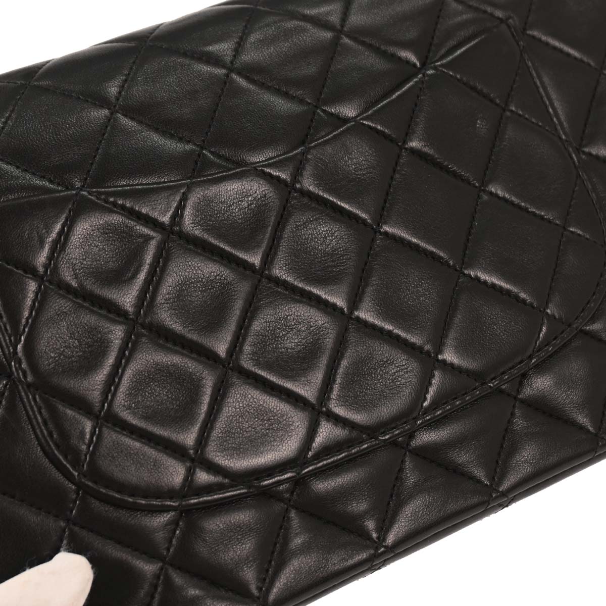 Chanel 1994-1996 Black Lambskin Medium Classic Double Flap Shoulder Bag