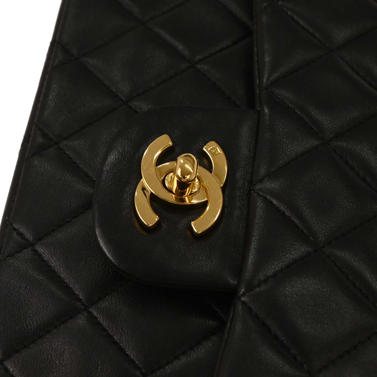 Chanel 1994-1996 Black Lambskin Medium Classic Double Flap Shoulder Bag