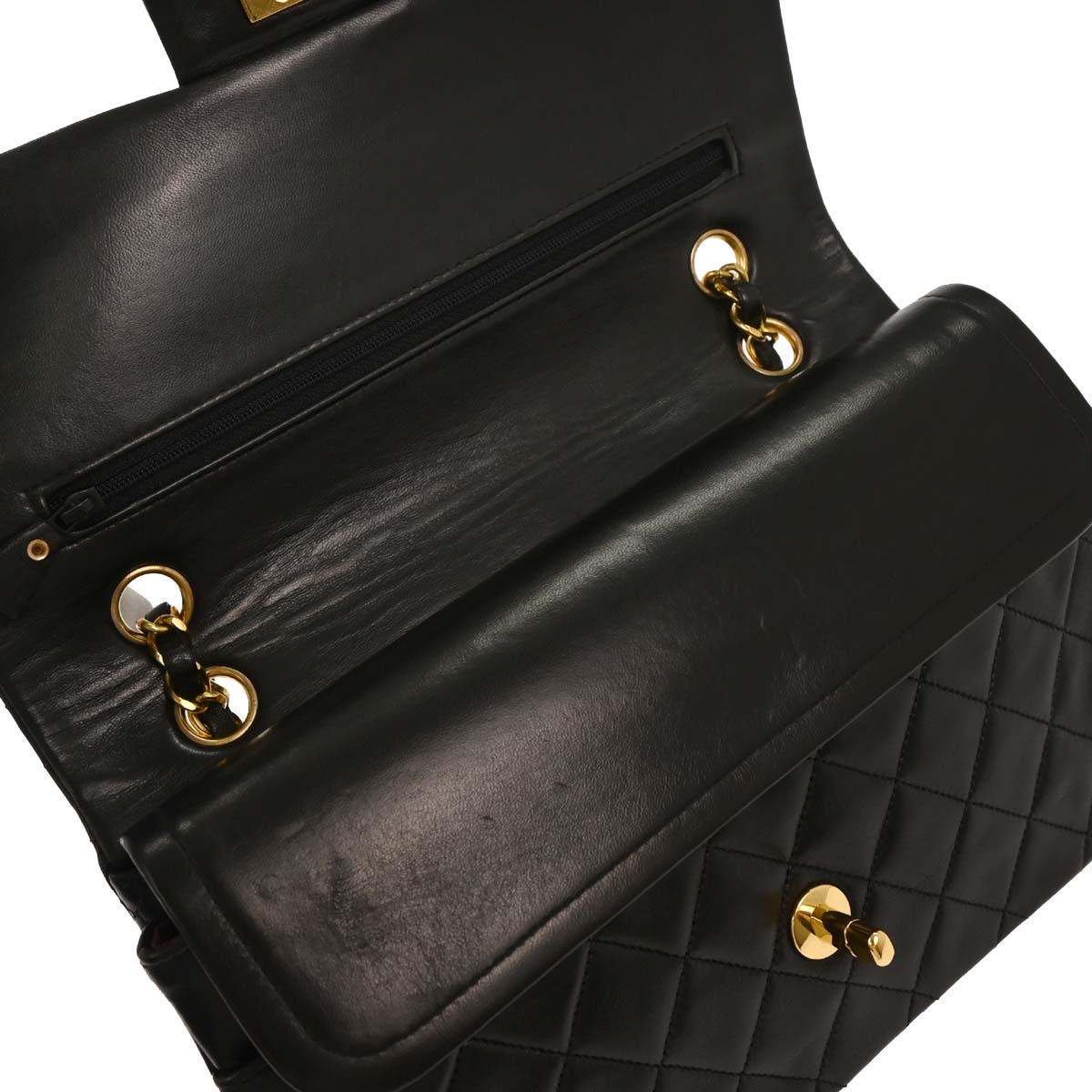 Chanel 1994-1996 Black Lambskin Medium Classic Double Flap Shoulder Bag