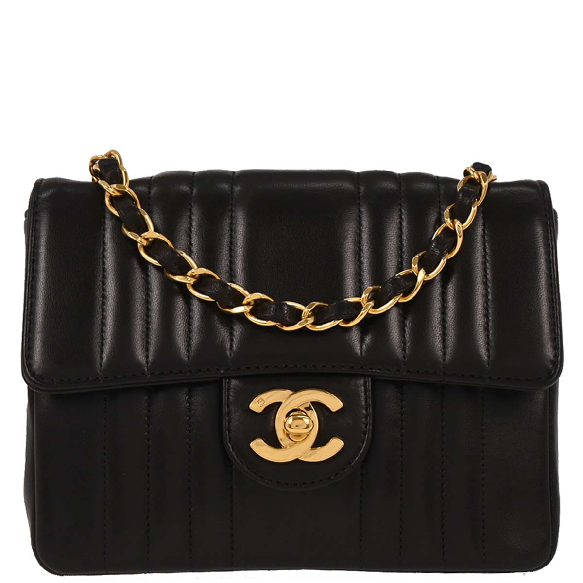 Chanel Black Lambskin Mini Classic Square Flap Shoulder Bag