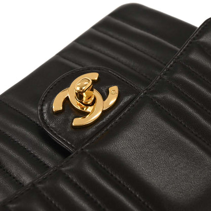 Chanel Black Lambskin Mini Classic Square Flap Shoulder Bag
