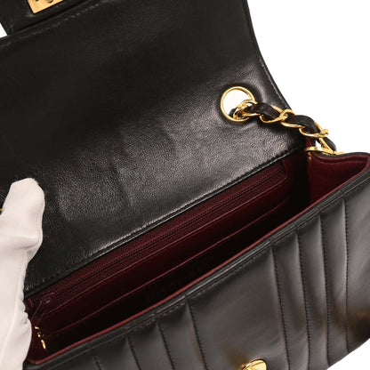 Chanel Black Lambskin Mini Classic Square Flap Shoulder Bag