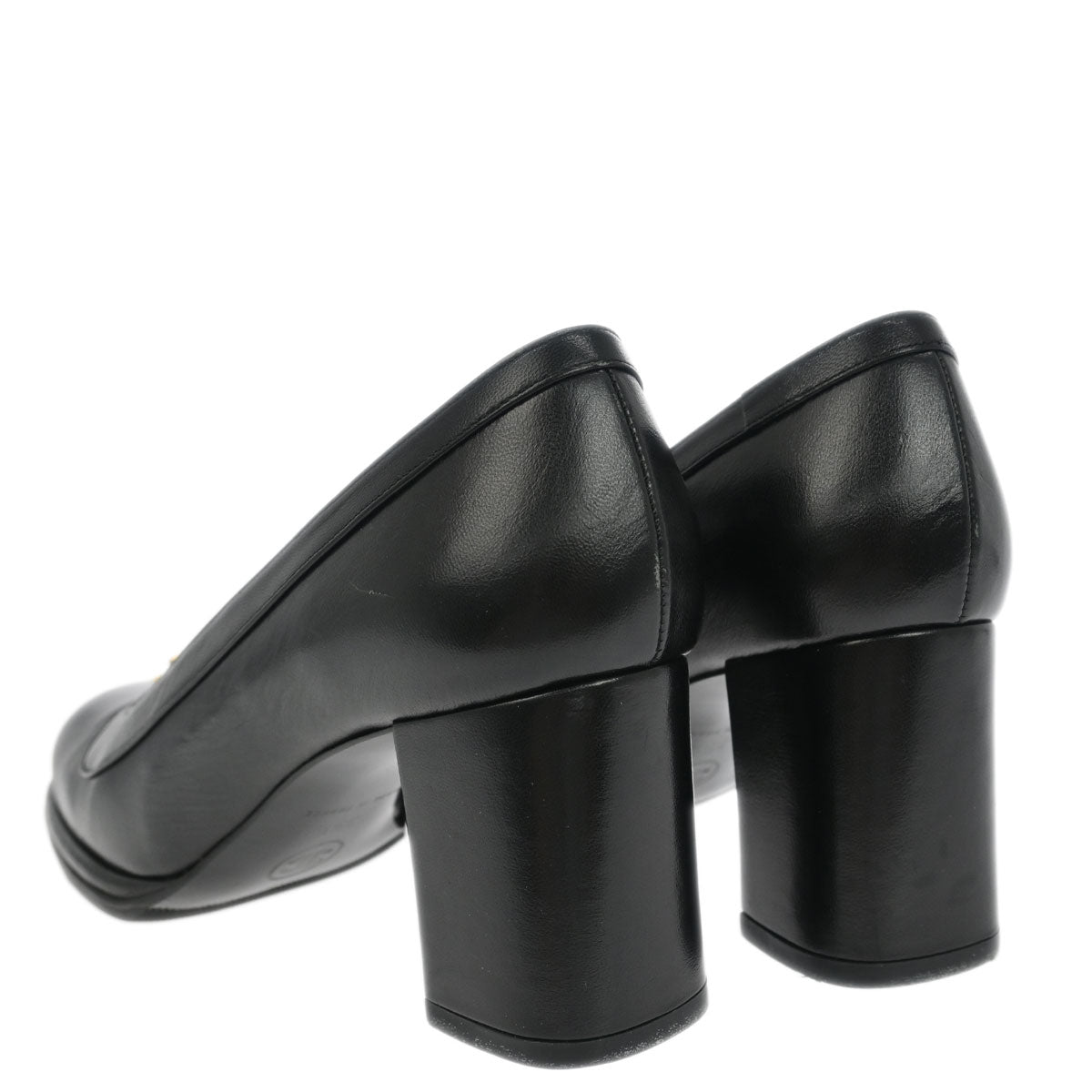 Chanel * Black Leather Shoes Pumps #35