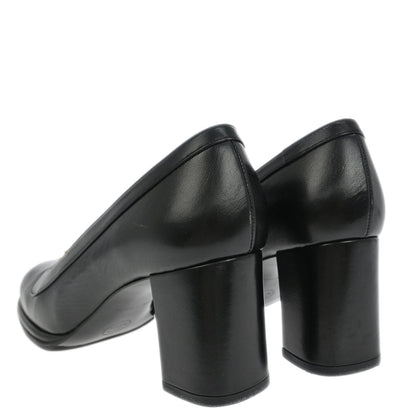 Chanel * Black Leather Shoes Pumps #35