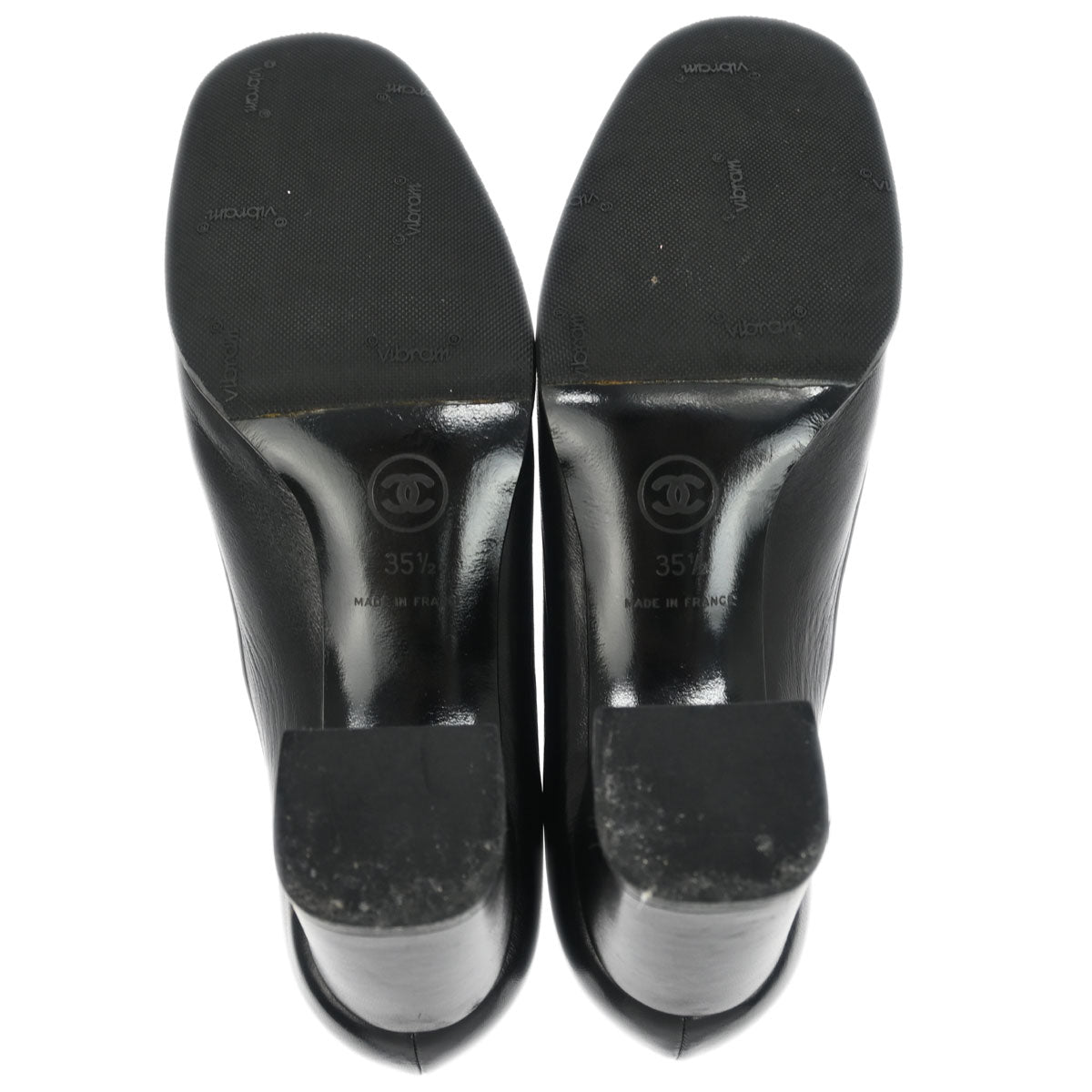 Chanel * Black Leather Shoes Pumps #35