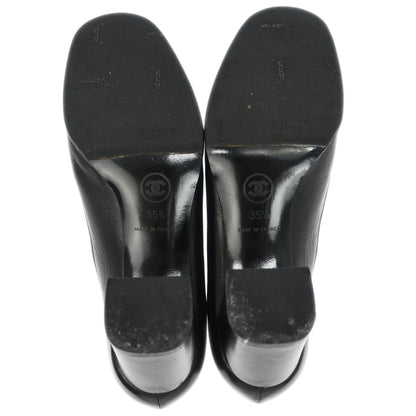 Chanel * Black Leather Shoes Pumps #35
