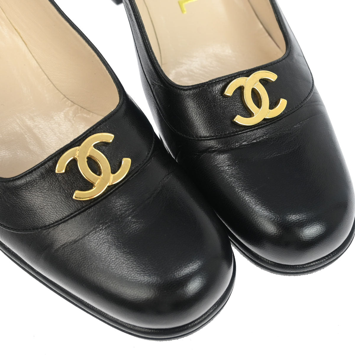 Chanel * Black Leather Shoes Pumps #35