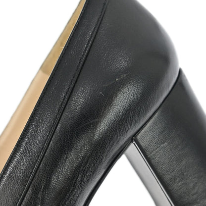 Chanel * Black Leather Shoes Pumps #35