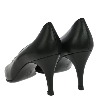 Chanel * Black Lambskin Turnlock Pumps Shoes #35