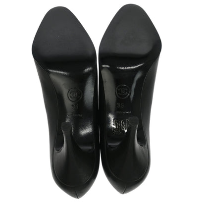 Chanel * Black Lambskin Turnlock Pumps Shoes #35