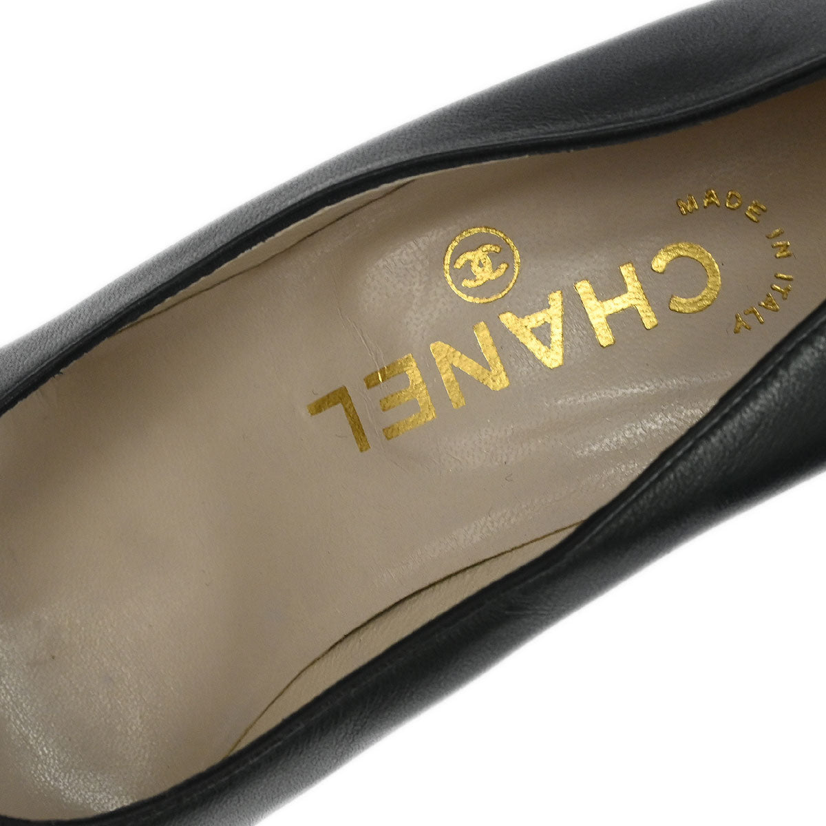 Chanel * Black Lambskin Turnlock Pumps Shoes #35