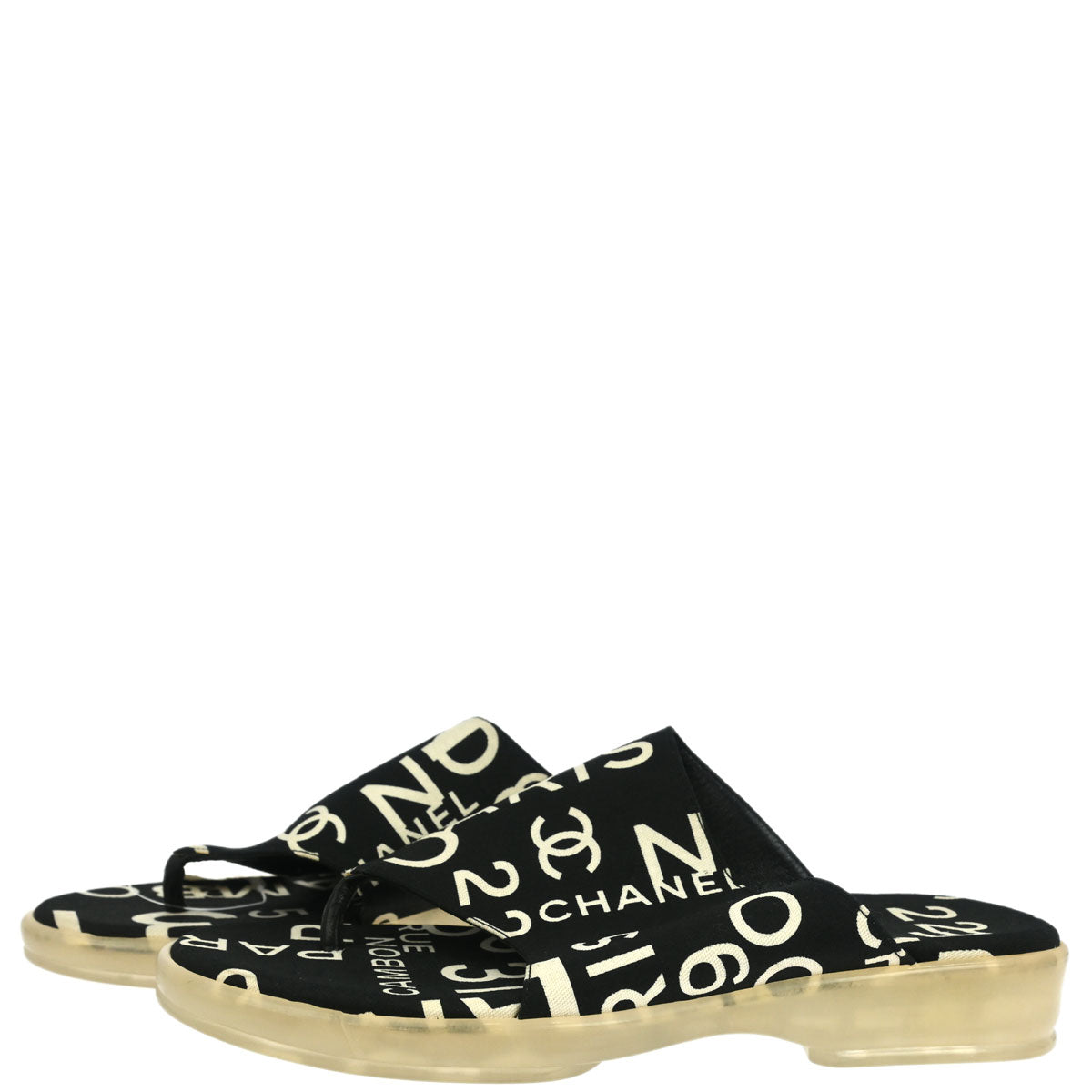 Chanel * Black Canvas By Sea Shoes Sandals #37