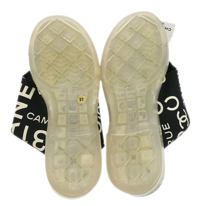 Chanel * Black Canvas By Sea Shoes Sandals #37