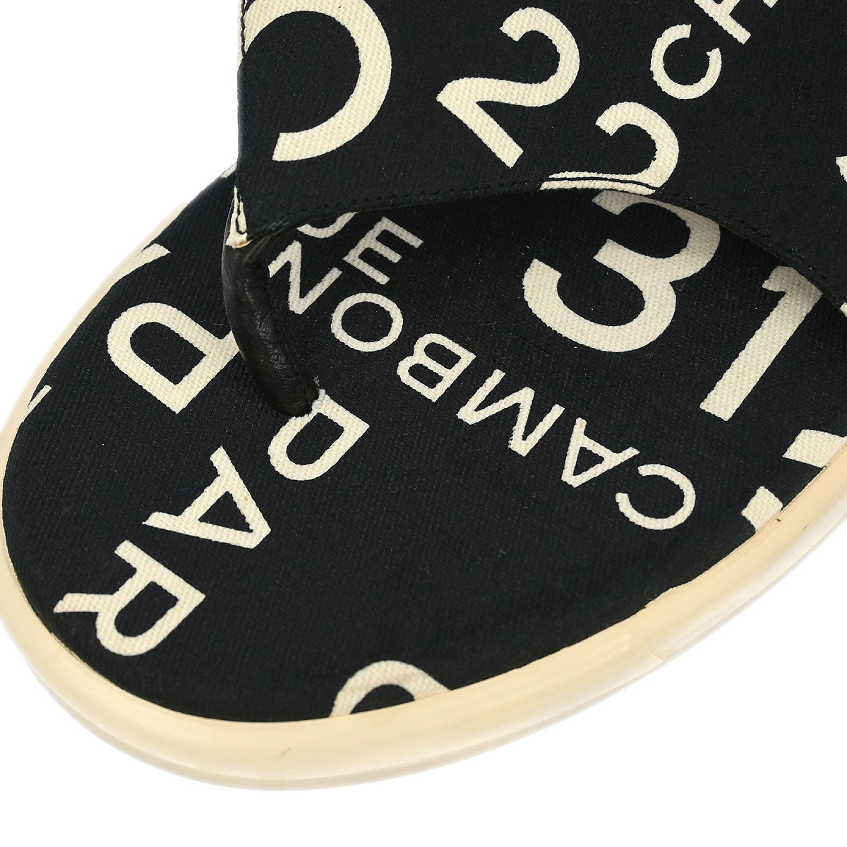 Chanel * Black Canvas By Sea Shoes Sandals #37