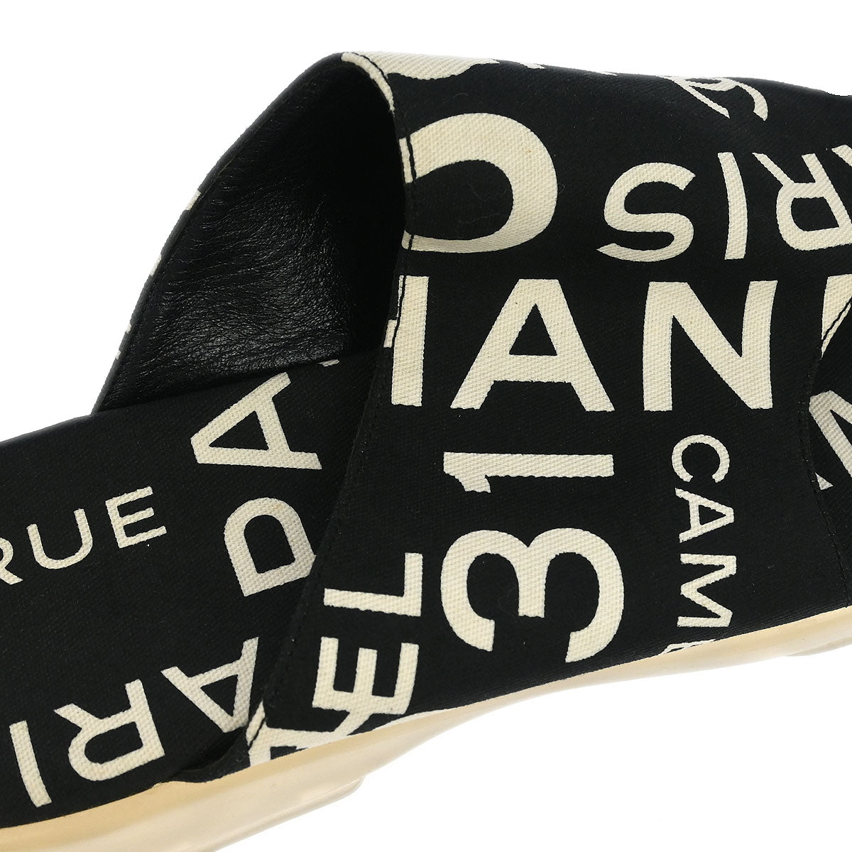 Chanel * Black Canvas By Sea Shoes Sandals #37
