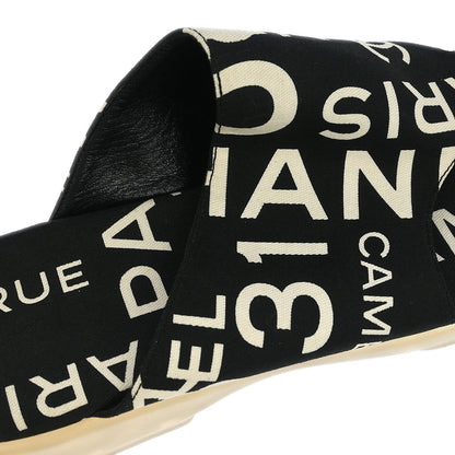Chanel * Black Canvas By Sea Shoes Sandals #37