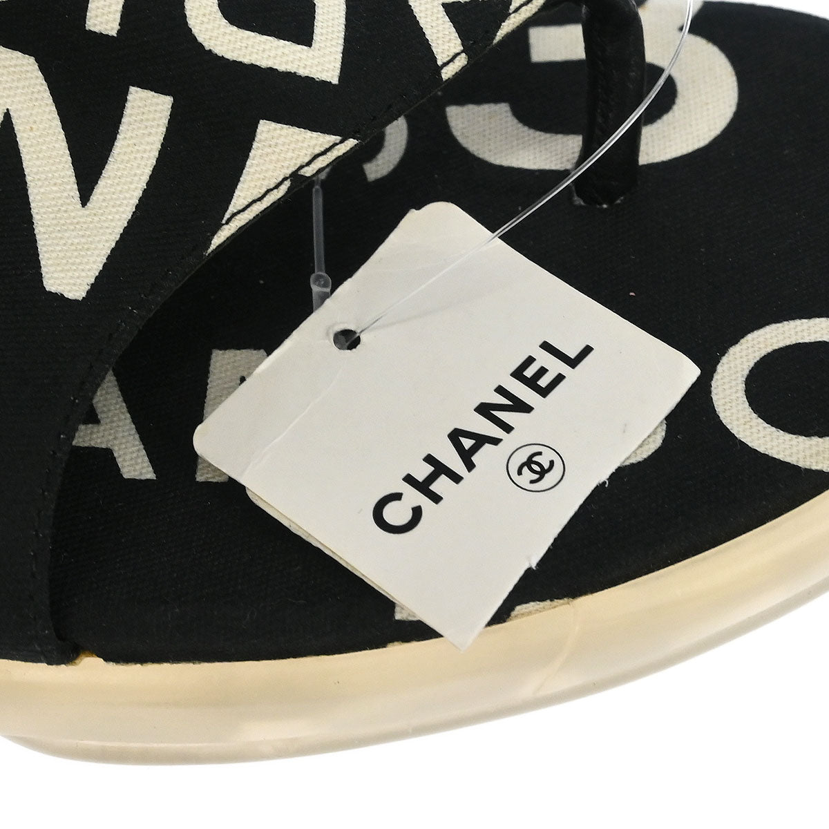 Chanel * Black Canvas By Sea Shoes Sandals #37