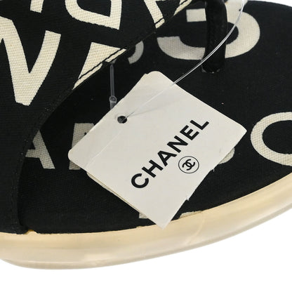 Chanel * Black Canvas By Sea Shoes Sandals #37