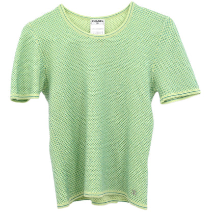 Chanel 2001 Ensemble Cardigan Short Sleeve Top Light Green #38
