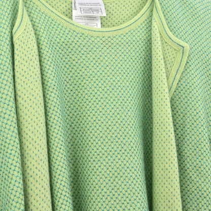 Chanel 2001 Ensemble Cardigan Short Sleeve Top Light Green #38