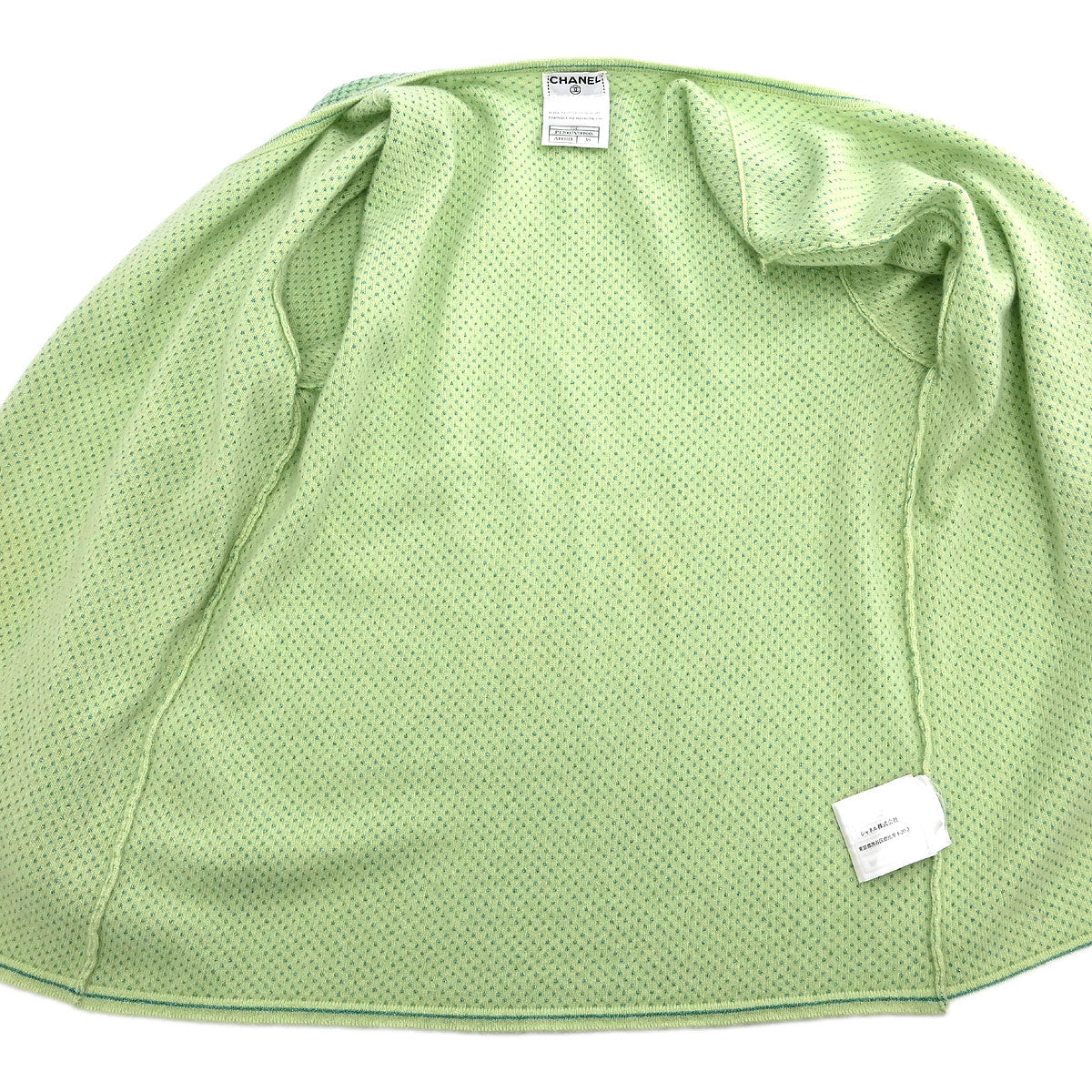 Chanel 2001 Ensemble Cardigan Short Sleeve Top Light Green #38