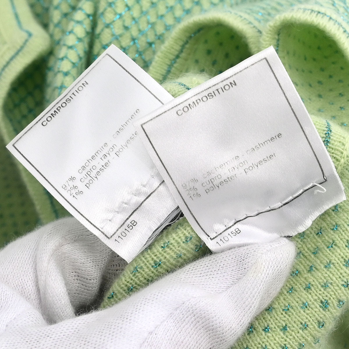 Chanel 2001 Ensemble Cardigan Short Sleeve Top Light Green #38
