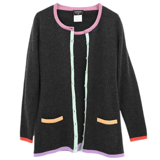 Chanel 1998 Ensemble Cardigan Short Sleeve Top Gray #40