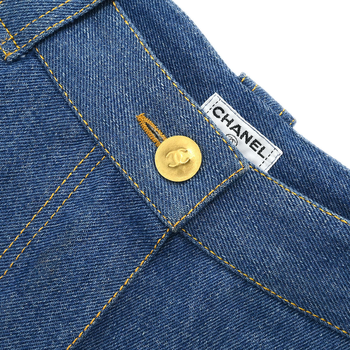 Chanel Long Denim Pants Blue #38