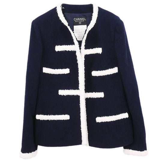 Chanel 1995 Collarless Jacket Navy #44
